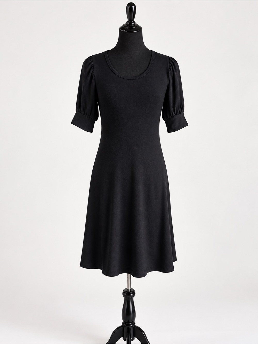 Karen Kane Black Midi Dress with Puff Sleeves